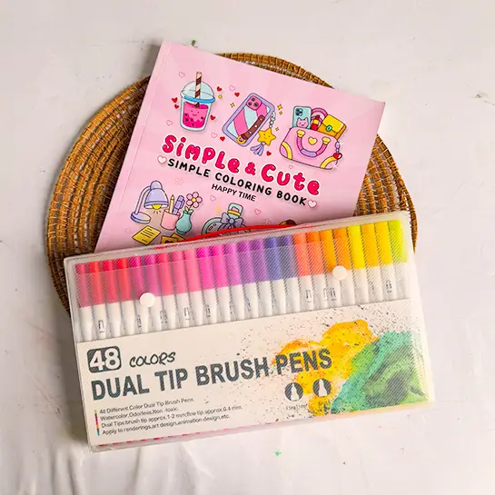 Simple & Cute Book + Dual Tip 48 Shades Marker
