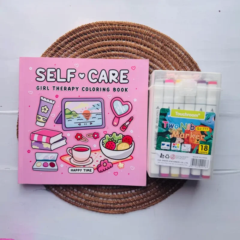 Self care coloring book + Touchroom 18 shades Marker