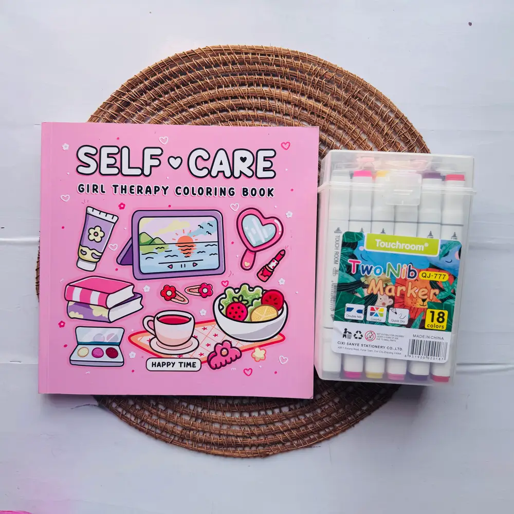 Self care coloring book + Touchroom 18 shades Marker