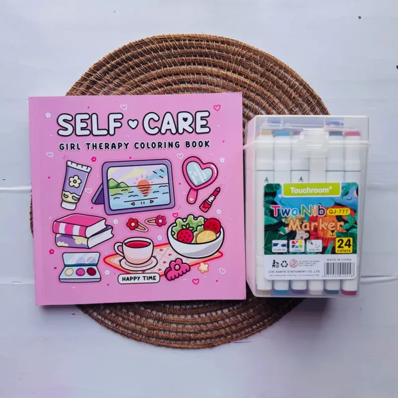 Self care coloring book + Touchroom 24 shades Marker