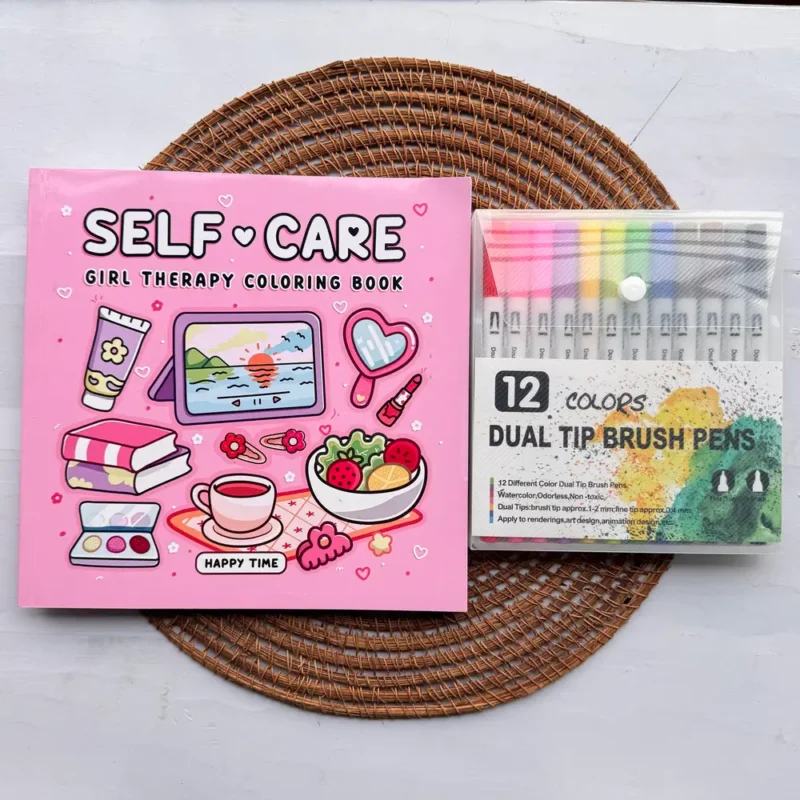 Self Coloring Book + Dual Tip 12 Shades Marker