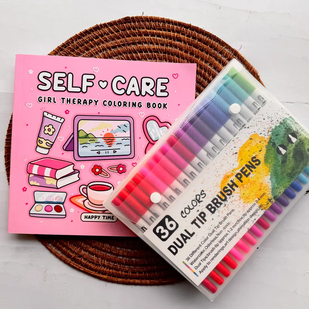 Self Coloring Book + Dual Tip 36 Shades Marker