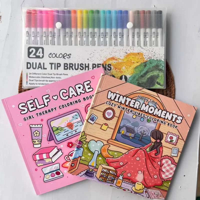 Self Book + Winter Book + Dual Tip 24 Shades Marker