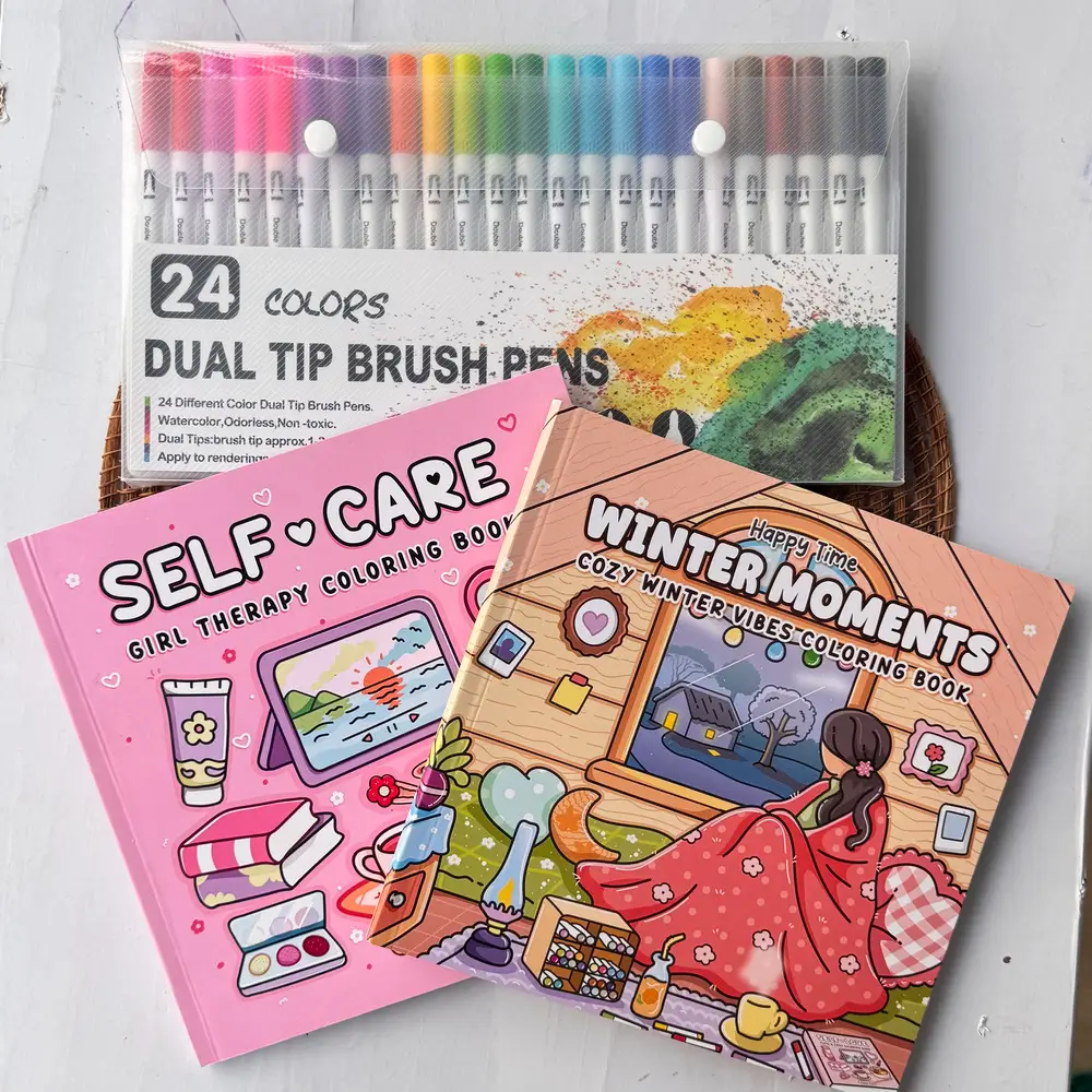 Self Book + Winter Book + Dual Tip 24 Shades Marker